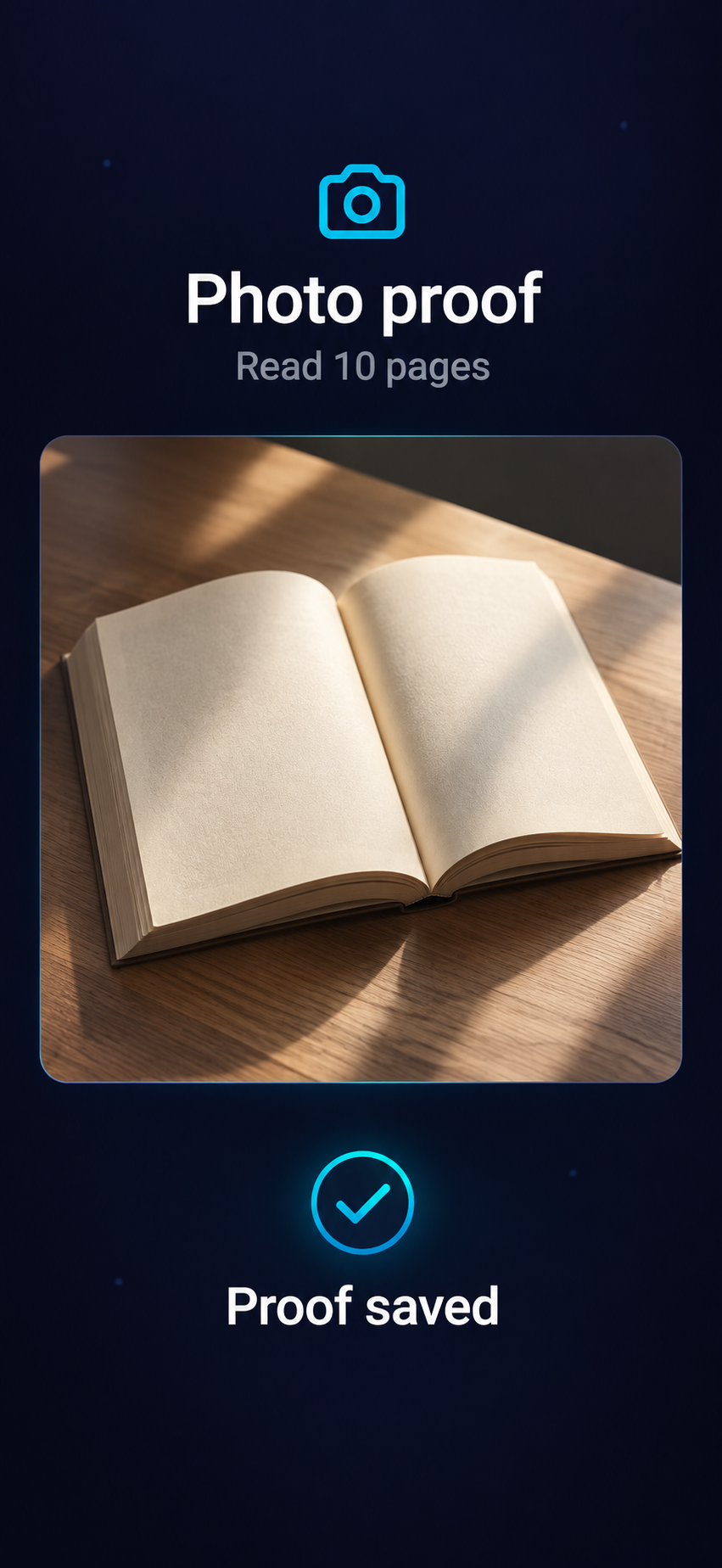 Illustrated photo proof for a completed reading task.